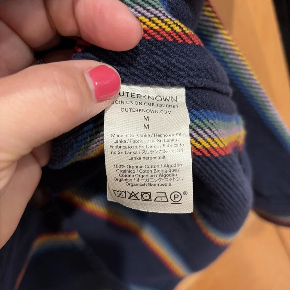 Outerknown Blanket Shirt Rainbow Stripe Button Up Sz Med Boho, Retro, Surf